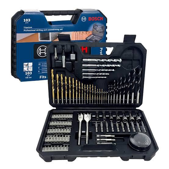 Multi tool set from Bosch 103 pieces| Advanced solutions tools| حلول متقدمة للعدد