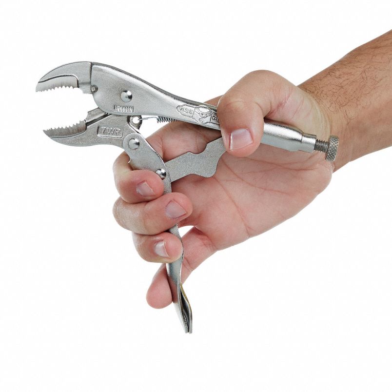Curved Jaw Locking Pliers With Wire Cutter